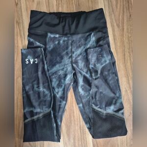 Sweaty Betty Women's Black and Gray Athletic Tie Dye  Mesh Panel Legging Size S.